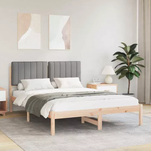 vidaXL Ágykeret Kárpitozott Fejtámlával Világosszürke 140 x 200 cm