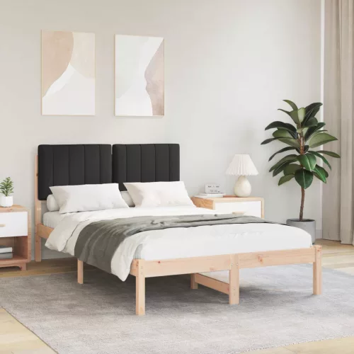 vidaXL Ágykeret Kárpitozott Fejtámlával Természetes és fekete