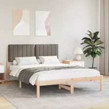   vidaXL Ágykeret Kárpitozott Fejtámlával Tópszínű 140 x 190 cm