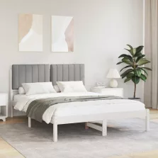   vidaXL Ágykeret Kárpitozott Fejtámlával Világosszürke 140 x 190 cm