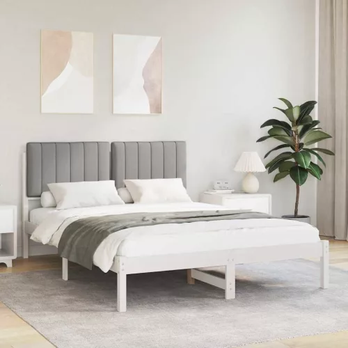 vidaXL Ágykeret Kárpitozott Fejtámlával Világosszürke 140 x 190 cm