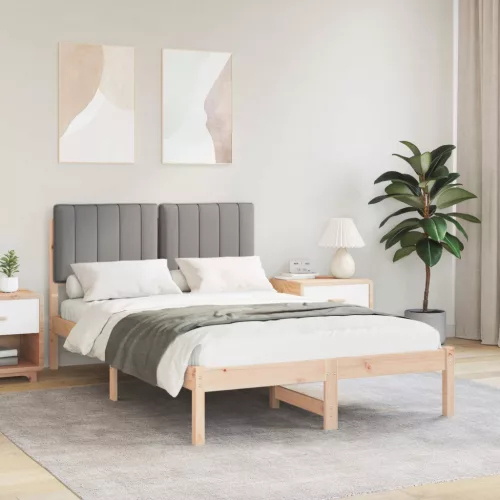 vidaXL Ágykeret Kárpitozott Fejtámlával Világosszürke 120 x 190 cm