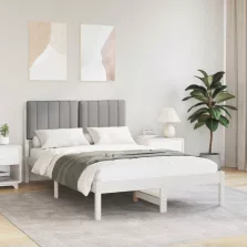   vidaXL Ágykeret Kárpitozott Fejtámlával Világosszürke 120 x 190 cm