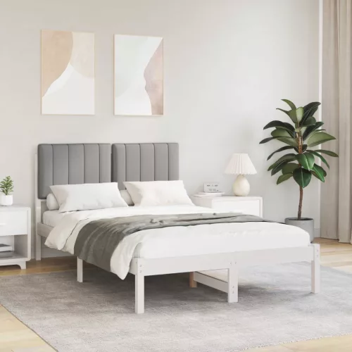 vidaXL Ágykeret Kárpitozott Fejtámlával Világosszürke 120 x 190 cm