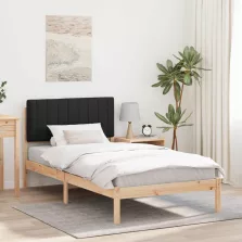   vidaXL Ágykeret Kárpitozott Fejtámlával Fekete 100 x 200 cm