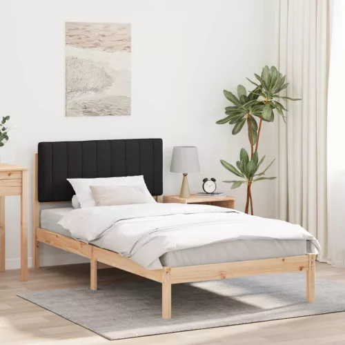 vidaXL Ágykeret Kárpitozott Fejtámlával Fekete 100 x 200 cm