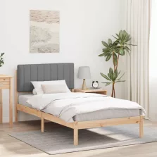   vidaXL Ágykeret Kárpitozott Fejtámlával Világosszürke 90 x 190 cm