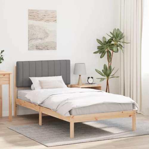 vidaXL Ágykeret Kárpitozott Fejtámlával Világosszürke 90 x 190 cm