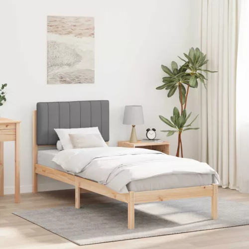 vidaXL Ágykeret Kárpitozott Fejtámlával Világosszürke 75 x 190 cm
