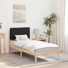   vidaXL Ágykeret Kárpitozott Fejtámlával fejtámlával Fekete 75 x 190 cm