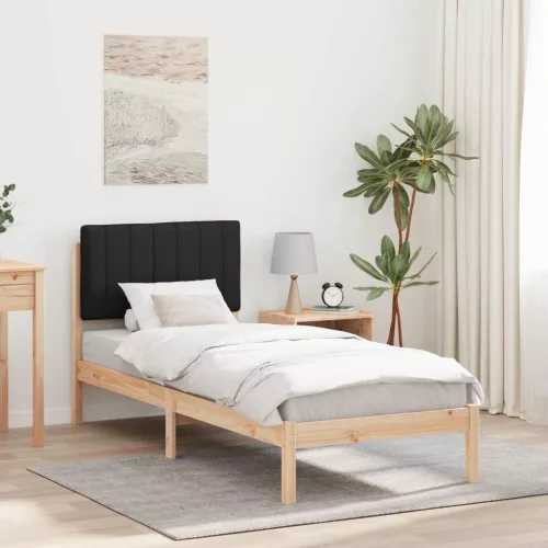 vidaXL Ágykeret Kárpitozott Fejtámlával fejtámlával Fekete 75 x 190 cm