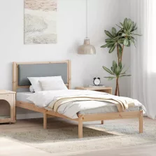  vidaXL Ágykeret fejtámlával Világosszürke 90 x 190 cm Tömör fenyőfa