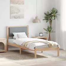   vidaXL Ágykeret fejtámlával Világosszürke 80 x 190 cm Tömör fenyőfa