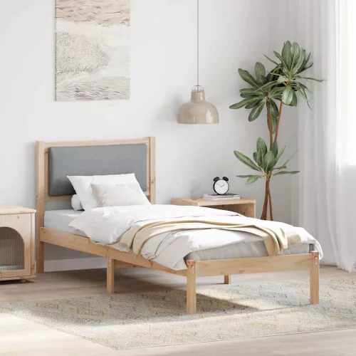 vidaXL Ágykeret fejtámlával Világosszürke 80 x 190 cm Tömör fenyőfa