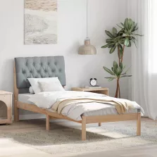   vidaXL Ágykeret Kárpitozott Fejtámlával fejtámlával Barna 75 x 190 cm