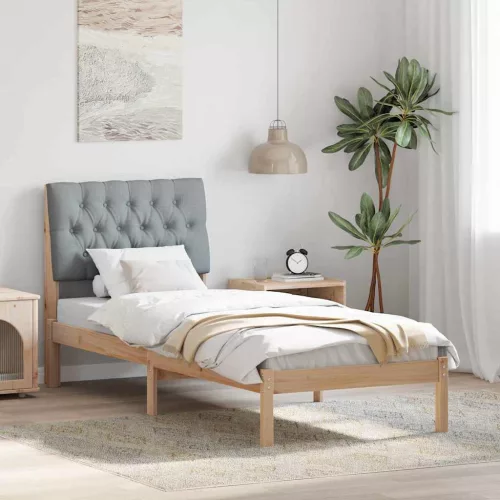 vidaXL Ágykeret Kárpitozott Fejtámlával fejtámlával Barna 75 x 190 cm