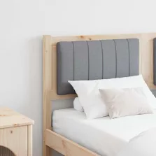   vidaXL Kárpitozott fejtámla fejtámlával Barna 135 cm Tömör fenyőfa