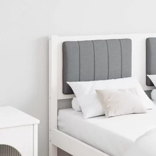 vidaXL Kárpitozott fejtámla fejtámlával Fehér 120 cm Tömör fenyőfa