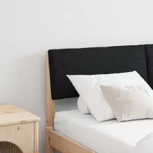 vidaXL Kárpitozott fejtámla Fekete 135 cm Tömör fenyőfa