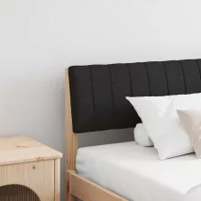 vidaXL Kárpitozott fejtámla Fekete 200 cm Tömör fenyőfa