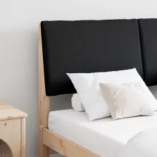 vidaXL Kárpitozott fejtámla Fekete 150 cm Tömör fenyőfa