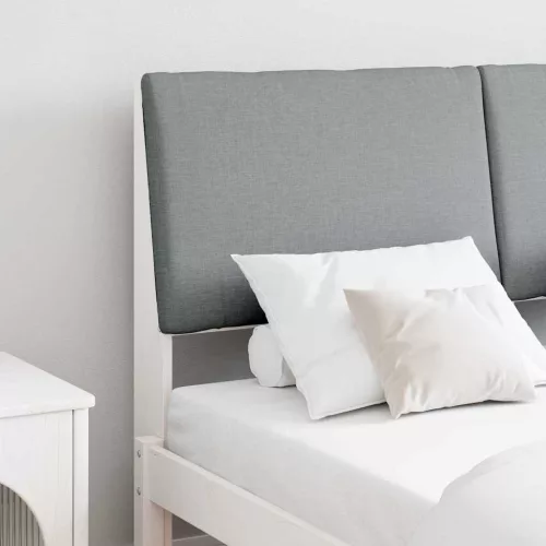 vidaXL Kárpitozott fejtámla Világosszürke 140 cm Tömör fenyőfa