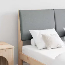   vidaXL Kárpitozott fejtámla Világosszürke 135 cm Tömör fenyőfa
