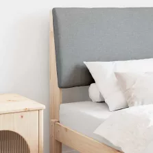   vidaXL Kárpitozott fejtámla Világosszürke 80 cm Tömör fenyőfa