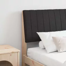 vidaXL Kárpitozott fejtámla Fekete 200 cm Tömör fenyőfa