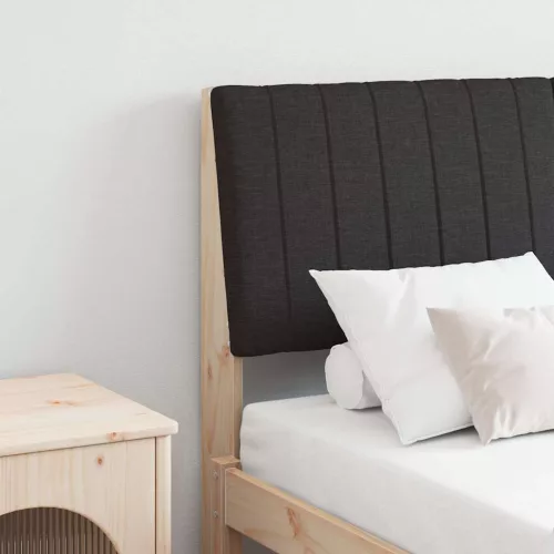 vidaXL Kárpitozott fejtámla Fekete 140 cm Tömör fenyőfa