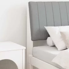   vidaXL Kárpitozott fejtámla Világosszürke 80 cm Tömör fenyőfa
