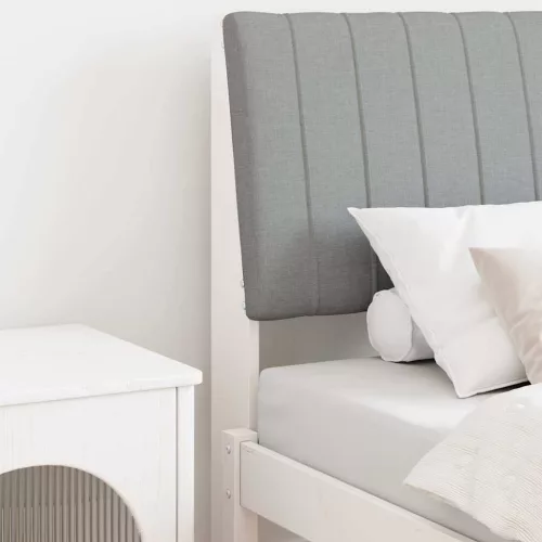 vidaXL Kárpitozott fejtámla Világosszürke 80 cm Tömör fenyőfa