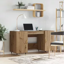   vidaXL Asztal polcokkal kézműves tölgy 140 x 50 x 75 cm Faanyag