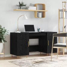   vidaXL Asztal polcokkal tárolóval Musta tammi 140 x 50 x 75 cm Faanyag