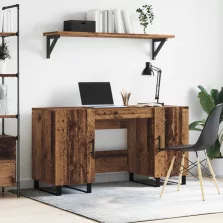   vidaXL Asztal polcokkal tárolóval Régi fa 140 x 50 x 75 cm Faanyag