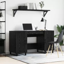   vidaXL Asztal polcokkal tárolóval Musta tammi 140 x 50 x 75 cm Faanyag