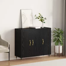 vidaXL Széf Fekete tölgy 90 x 34 x 80 cm Faanyag