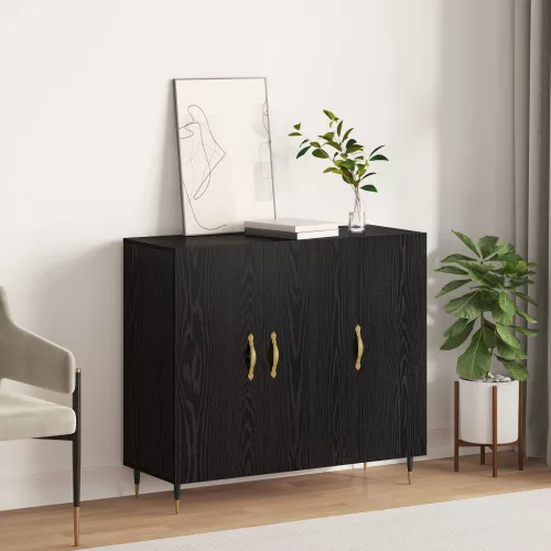 vidaXL Széf Fekete tölgy 90 x 34 x 80 cm Faanyag
