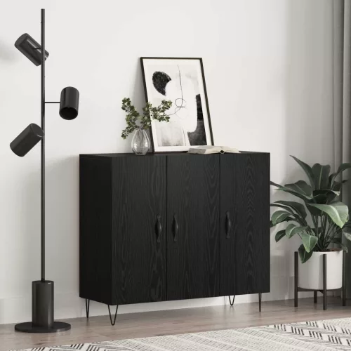 vidaXL Széf Fekete tölgy 90 x 32,5 x 80 cm Faanyag
