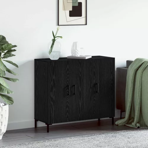 vidaXL Széf Fekete tölgy 90 x 34 x 80 cm Faanyag