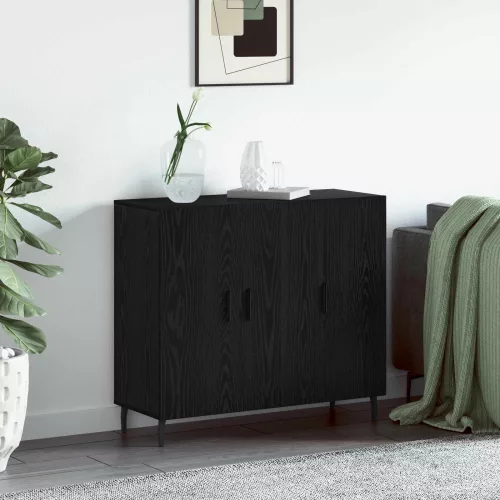 vidaXL Széf Fekete tölgy 90 x 34 x 80 cm Faanyag
