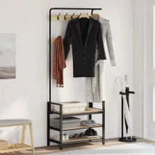   vidaXL Kabáthorog polcokkal Sonoma tölgy 75 x 34 x 184 cm Faanyag