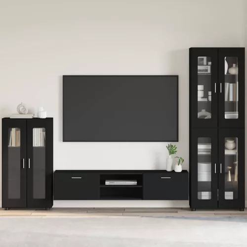 vidaXL Széf polcokkal tárolóval Fekete 55,5 x 29 x 103 cm Faanyag