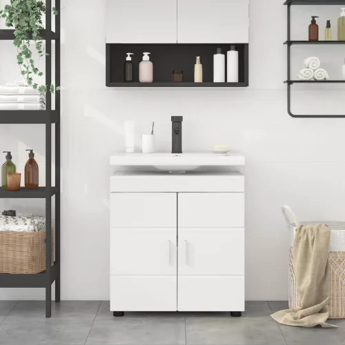 vidaXL Fürdőszobai Szekrény Szett TULUM Fehér 60 x 34 x 63 cm Faanyag