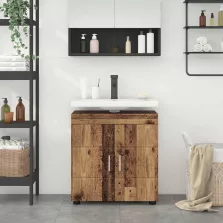   vidaXL Fürdőszobai Szekrény Szett TULUM Öreg fa 60 x 34 x 63 cm