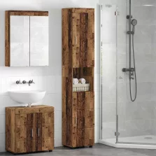   vidaXL Fürdőszobai Szekrény Szett TULUM Öreg fa 37 x 31,5 x 203 cm