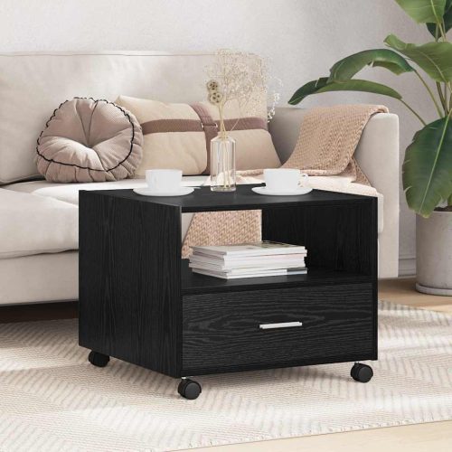 vidaXL Dohányzóasztal fiókkal Fekete tölgy 55 x 55 x 45 cm Faanyag