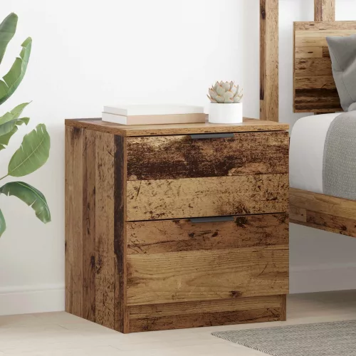 vidaXL Éjjeliszekrény fiókkal 2 pcs Öreg fa 45 x 39 x 50cm Faanyag