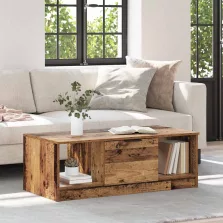   vidaXL Dohányzóasztal fiókkal Öreg fa 102 x 50 x 36cm Faanyag