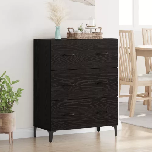 vidaXL Széf fiókkal Fekete tölgy 69,5 x 34 x 90 cm Műszaki fa és vas